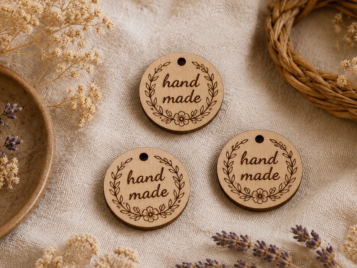 Бирка круглая «Hand made»