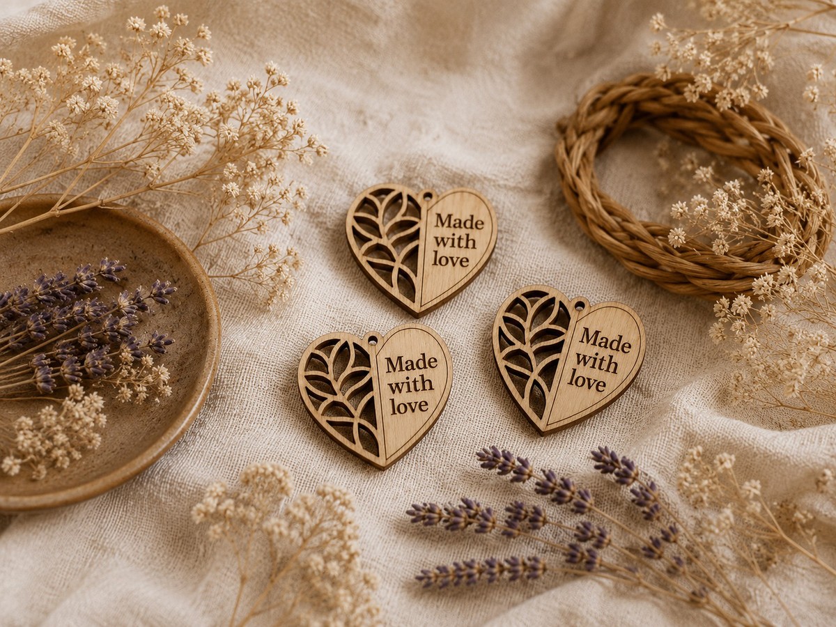 Бирка сердечко прорезное «Made with love»